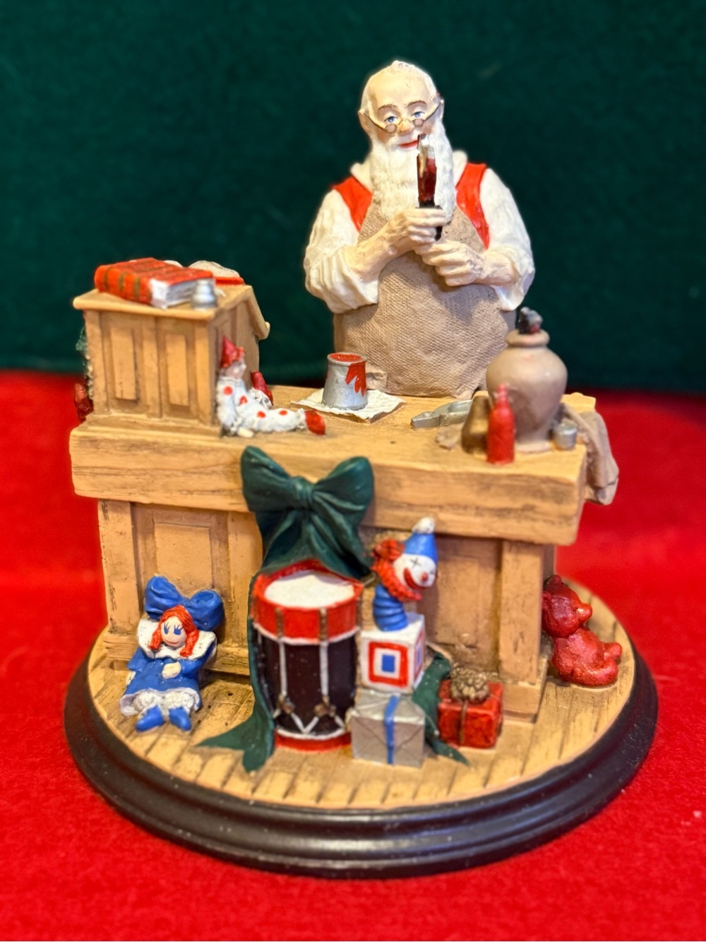 Holiday Workshop Santa Figurine - Red & White Christmas Decor